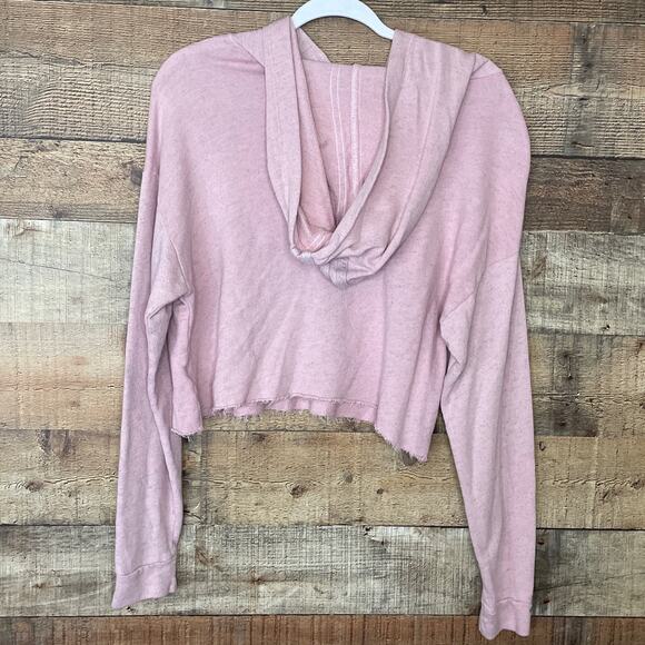 Good hYOUman Anya Cropped Hoodie Sweatshirt For All Woman Kind Pink SZ Small - Picture 6 of 9